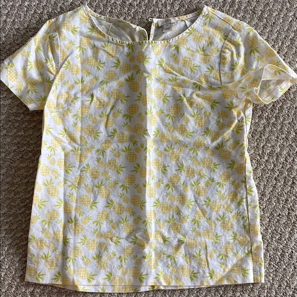 Yellow Pineapple Print Linen Shirt from JCrew - Picture 1 of 2